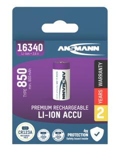 Li-Ion Akku 16340 / RCR123 Typ 850 (min. 800 mAh)