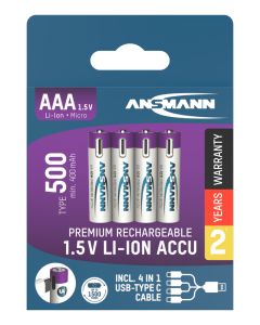Li-Ion Akkus Micro AAA Typ 500 (min. 400 mAh) 4er Papierblister