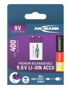 Li-Ion Akku 9V E-Block Typ 400 (min. 340 mAh) 1er Papierblister